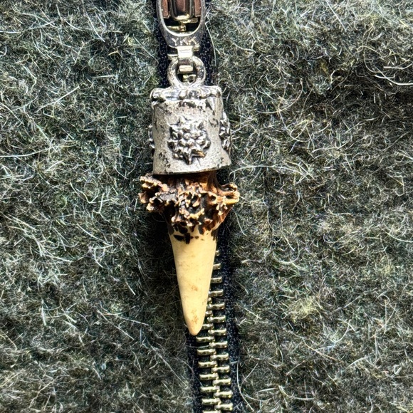 Fjall Wool Pullover Sweater Jacket Medium Green Faux Fur Hood Tyrol Bavarian - Picture 2 of 8